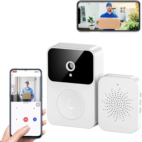 Kabellose Smarte Türklingel Mit Überwachungskamera, Wlan-smart-kamera, Videoaufzeichnung, Türklingel (typ-c), Mehrere Wiederaufladbare Klingeltöne, Smartphone-verbindung Für Android Und Iphone.