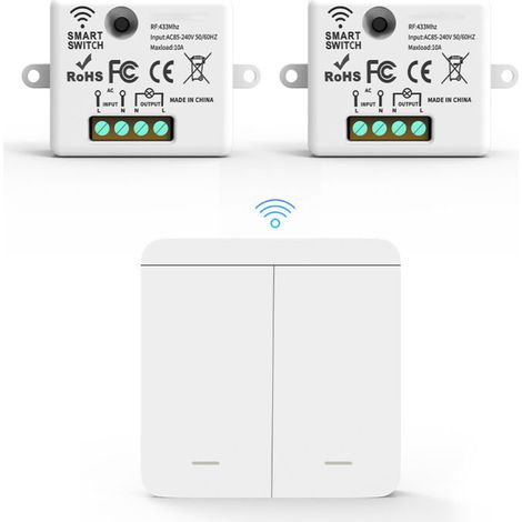 Rf433 Kabelset Mit 2 Empfängern Und 1 Wandschalter, Kabellose Lichtschalter Mit Sender Und Empfänger-controller, 10 A 240 V