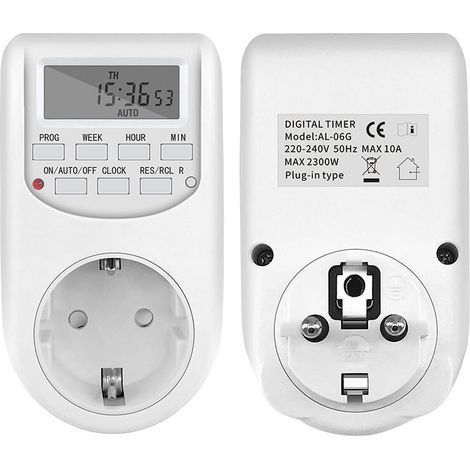 Eu-stecker-zeitschaltuhr, Digitale Steckdose Mit Energiesparfunktion, Einstellbarer Küchentimer, Wochen- Und Stundenprogrammierbare Zeitschaltsteckdose