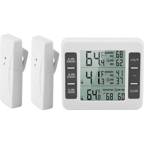 Amir Kühlschrankthermometer, Kabelloses Innen- Und Außenthermometer, Temperaturfühler Mit Akustischem Alarm, Temperaturmesser Für Gefrierschrank, Küche Und Haushalt (batterie