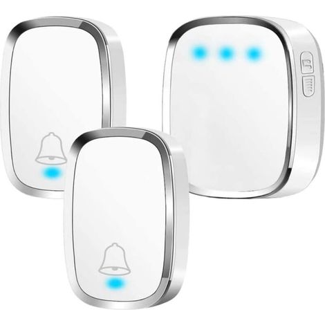 Kabellose, Wasserdichte Türklingel, Externe Türklingel Mit 300 M Reichweite, 2 Sender & 1 Empfänger, Kabelloses Klingelset Mit Led-blitzlicht, 36 Melodien, 4 Lautstärkestufen, Für Zuhause, Büro, Hotel