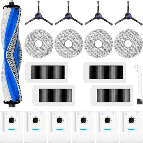 Set Mit 20 Zubehörteilen Für Den Ecovacs Deebot X5 Omni / X5 Pro Saugroboter. 1 Hauptbürste, 4 Hepa-filter, 4 Wischtücher, 6 Staubbeutel, 4 Seitenbürsten, 1 Reinigungsbürste