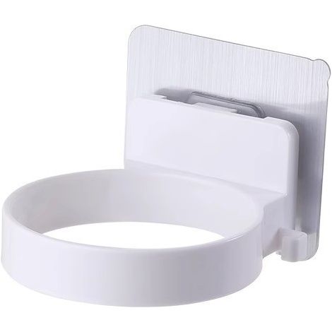 Einfacher Weißer Wandhalter Für Haartrockner, Für Das Badezimmer, Ohne Bohren, Drehbar.