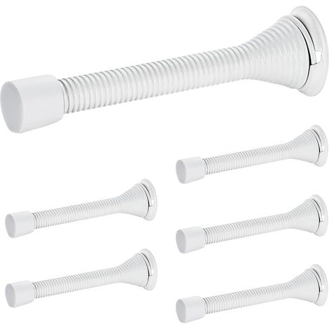 Türstopper, 6er-pack, Weiß, Mit Feder Und Gummipuffer, Für Den Unteren Türbereich