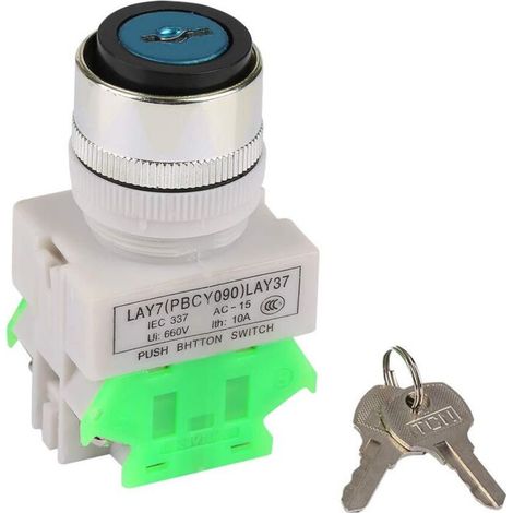 Metall-verschlussschalter + Sicherheitsschlüssel Mit 3 Positionen Lay37-20y/31 220v 5a Drehschalter, Einbauloch 22 Mm Mit 2 Schlüsseln