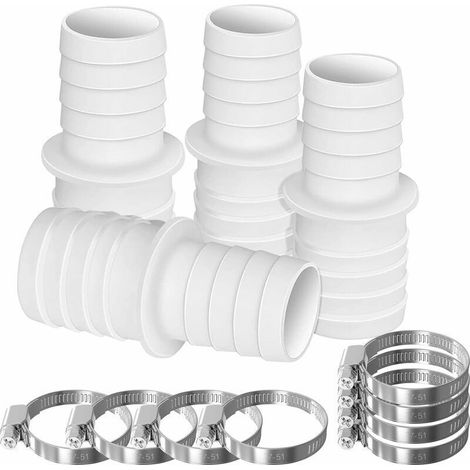 4 X Schlauchverbinder, Set Aus Pool-schlauchadaptern Mit 8 Adapterklemmen (32 Mm Bis 38 Mm Durchmesser)