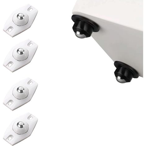 4er-set Weiße Selbstklebende Mini-rollen – Universelle Gleitrollen – (mit Einer Kugel Aus Edelstahl)