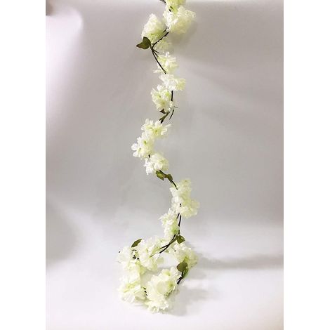 Künstliche Kirschblüten, Hängende Rebenpflanzen, Gefälschte Sakura-girlande, Falscher Kranz Aus Orientalischen Kirschblüten, Künstliche Blume, 5,8 Fuß - Weiß
