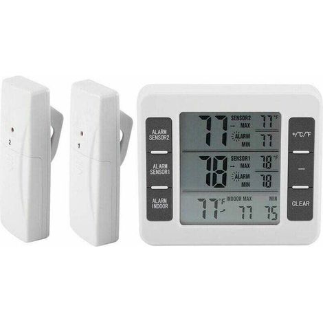 Digitales Thermometer Für Kühlschrank Und Gefrierschrank Mit Akustischem Alarm Und Kabellosem Sensor, Min/max-anzeige.