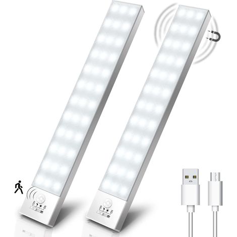 Schrankleuchte Mit 36 Leds, Kabellose Usb-aufladbare Led-schranklampe Mit Bewegungssensor, Led-beleuchtung Für Küche, Studierzimmer, Nachtlicht Für Treppe Und Flur (2er-pack)