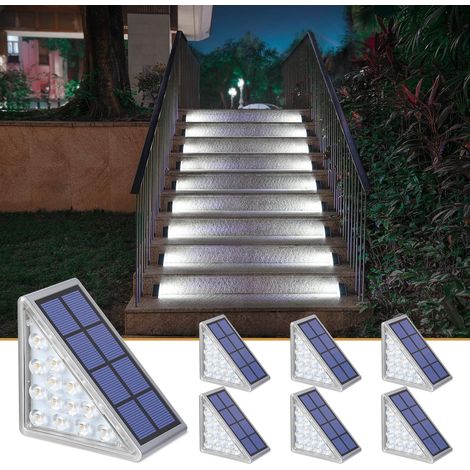 6er-set Solarleuchten Für Treppen, Terrasse, Gehweg, Vordach, Eingangstür Und Bürgersteig – Kaltweiß