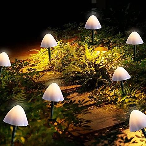Solarleuchten Für Den Außenbereich Garten, 12er-pack Led-pilzform-wegeleuchten, Solarbetriebene Lichterketten Für Außen, Wasserdichte Landschafts-stableuchten Zur Dekoration