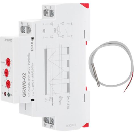 Temperaturreglerelais Für Din-schienenmontage Mit Prüffühler Grw8-02 Ac/dc 24v-240v
