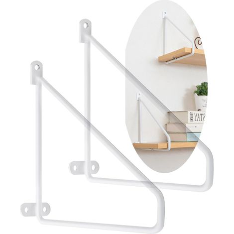 2 Stück Regalhalter Aus Massivem Stahl, Dreieckige Wandregalhalterung, Wandecke Mit Dreibein-ständer, Schwebende Regalplatte (30 Cm, Weiß)