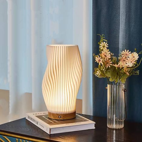 Nachtlicht Touch Dimmbar, 3 Farbmodi, Tischlampe Mit Knopfsteuerung, Schreibtischlampe Mit Pla-lampenschirm Für Schlafzimmer Wohnzimmer [energieklasse E]-h:28cm