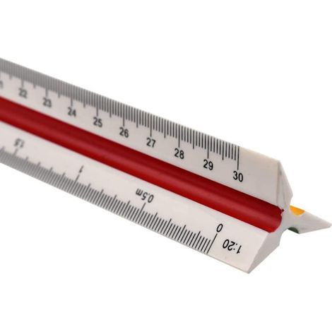 Dreikantiger Kunststoff-messstab, 30 Cm Maßstabslineal, Metrische Skalen 1:20 1:25 1:50 1:75 1:100 1:125