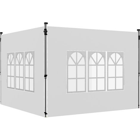 2er-set Seitenwände Für Pavillon 3x3/3x4 M, Seitenwand Mit Fenster, Wasserdicht, Weiß