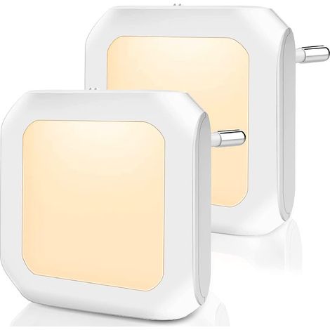 Steckbare Nachtlampe, Weiß, 5,5 X 6,5 X 3,7 Cm, Zweiteilige Nachtlampe Mit Stufenlos Einstellbarem Helligkeitssensor.