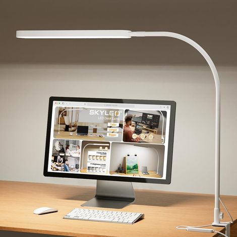 Schreibtischlampe - Schreibtischlampe 1300lm Mit Flexiblem Schwanenhals 360° - 5 Farbmodi X 11 Helligkeitsstufen - Timer- Und Speicherfunktion - 12w Schreibtischlampe - Weiß