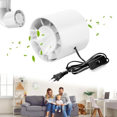 100 Mm Luftabsauger, Rohrventilator 130 M³/h, Inline-abluftventilator, Eu-stecker Mit Schalter, Energieeffizient, Für Bad, Wc, Küche, Büro, Garage