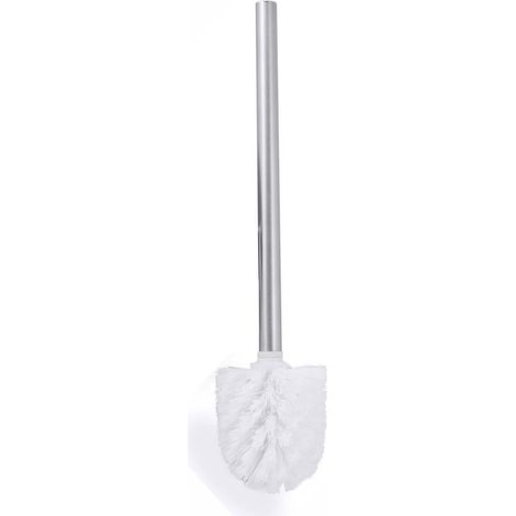 Verchromte Wc-bürste Mit Langem, Rutschfestem Metallgriff Und Robusten Kunststoffborsten, Tiefenwirksame Reinigung, Antihaft-effekt, Langlebig, 35 Cm, Weiß