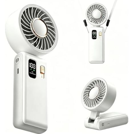 Handventilator, Tragbarer 3-in-1-miniventilator, Faltbarer 180°-schreibtischventilator Mit Led-bildschirm, Usb 6000 Mah Wiederaufladbar, 1-100 Geschwindigkeiten, Taschentischventilator Für Büro, Outdo