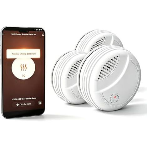 Intelligenter Wifi-rauchmelder Mit Austauschbarer Batterie, App-benachrichtigung, Stummschaltfunktion Und Selbsttest, En14604, 85 Db Alarm, Wifi-brandalarm Kompatibel Mit Tuya/smart Life App