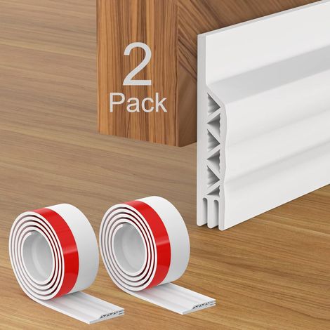 2er-pack Türdichtung Für Untere Türkante, 100 X 5 Cm Selbstklebende Türdichtung, Flexibles Silikon Schall- Und Wärmedämmung Weiß Dichtungsband Gegen Lärm Staub Zugluft Schutz Vor Mäusen Ameisen Kakerl