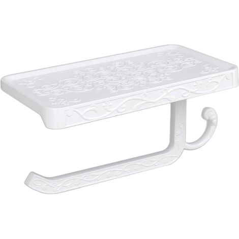 2-in-1 Wand-toilettenpapierhalter Mit Bohrung, Vintage-stil, Mit Ablage Für Badezimmer (weiß)