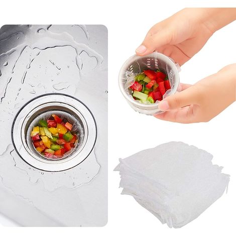 Küchenspüle Filter, 100 Stück Siebnetz Abflussfilter Einweg-spülbecken Siebbeutel Mit Aufbewahrungsbox, Für Küchen- Und Badezimmerwaschbecken (9x9 Cm)