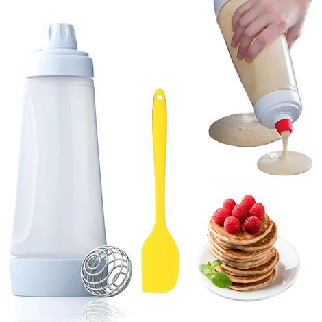 Pfannkuchenteig-spender Mit Rührkugel, Crêpes-kuchen, Pfannkuchenteig-spender, Backwerkzeug Quetschflasche Für Crêpes, Teigspender