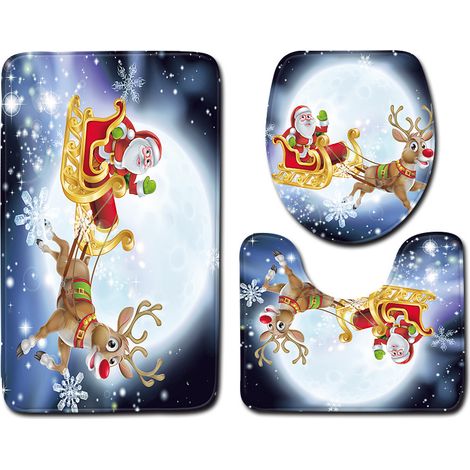 Badematte, 3er-set, Rutschfest, Mit Weihnachtsmann-motiv, Weiche Badematte Mit Hoher Wasseraufnahme Für Badezimmer, Schlafzimmer, Küche, Wc Und Badewanne (1)