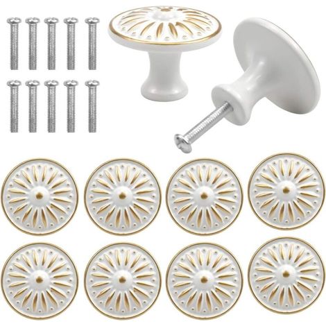 Set Aus 10 Vintage Tür- Und Schubladengriffen, 35 Mm, Rund, Für Möbel, Küchen, Kinderzimmer (weiß)