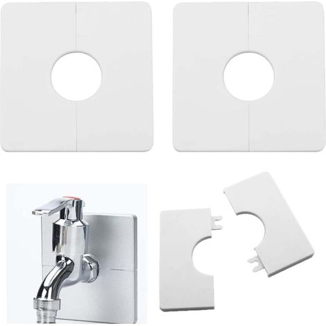 2 Stück Rosetten Für Duschmischer, Weiß, Pvc-hahnrosetten, Selbstklebende Abdeckungen Für Quadratische Rohre, Rohrverkleidung Für Duschschläuche Mit 33 Mm Durchmesser