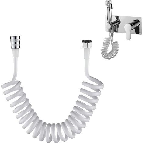 3 M Weißes Feder-badeschlauch, Teleskopischer Duschschlauch, Teleskopischer Federschlauch, Duschschlauch, Teleskopschlauch Für Handbrause, Toilette Und Bidet