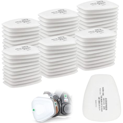 60er-pack Baumwollfilter Von 3m, Filter Für Vollmaske, Einsteckfilter 5n11 Cn, Baumwollfilter Für Filter 6000, 6200, 6800, 7501, 7502, Ff402 (weiß)