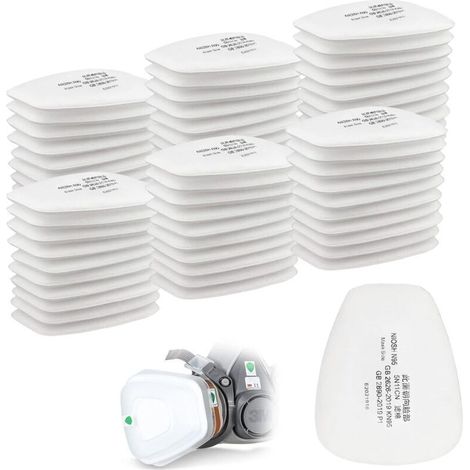 Set Aus 60 Baumwollfiltern Von 3m, Filter Für Vollmaske, Einsteckfilter 5n11 Cn, Baumwollfilter Für Die Filtermodelle 6000, 6200, 6800, 7501, 7502, Ff402 (weiß)