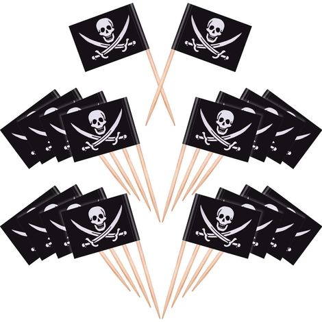 Piraten-zahnstocher-flaggen, 100 Stück Käsemarkierer, Kuchen-dekoration, Piraten-käseschilder Für Hochzeitsfeiern, Weihnachten, Halloween Und Ostern