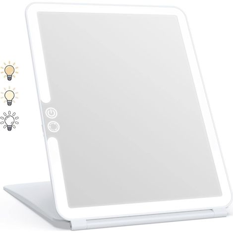 Beleuchteter Schminkspiegel Mit 72 Leds, 2000 Mah, Usb-aufladbar, Touchscreen, Reisespiegel (weiß)