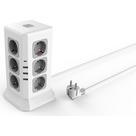 2m Kabel - Vertikaler Eu-stecker - 3 Usb-a + 1 Usb-c
