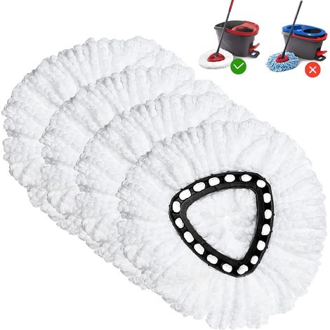 Dreieckiger Schwenkkopf Weiß (4er-pack), Kompatibel Mit Ocedar Dreieck-schwenkbesen, Maschinenwaschbar.