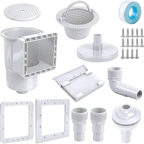 9-teiliger Oberflächen-skimmer-set, Pool-skimmer-korb, Saugdüse Und Schlauchanschluss 32/38 Mm Zur Reinigung Von Aufstellpools Und Stahlwandpools, Weiß