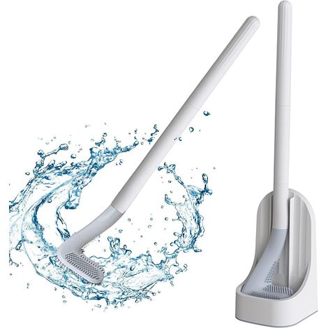 Wc-bürste Aus Silikon, Toilettenbürste, Toilettenbürste Mit Halter, Wc-bürste Für Bad Und Wc Mit Langem Kunststoffgriff, Wand- Oder Bodenmontiert, Bürste Zur Reinigung Des Badezimmers