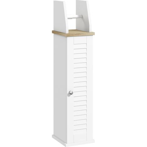 Moderne Toilettenpapierrolle, Badezimmermöbel Mit Verstellbaren Regalen Und Integriertem Halter, 18 X 20 X 80 Cm, Weiß