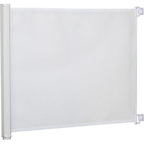 Sicherheitsbarriere Für Hunde, Automatische Ausziehbare Barriere Für Treppen, Flure Und Türen, 115 X 82,5 Cm, Teslin-stahl, Weiß