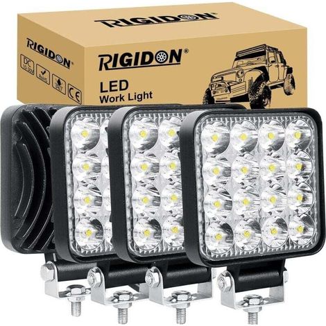 4 Stück Quadratische Led-arbeitsleuchten, 3,3 Zoll Mini 48w 12v Lampe, Scheinwerfer Licht Nebelscheinwerfer