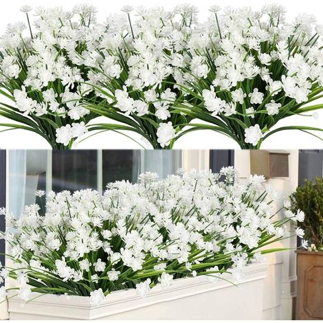 Künstliche Blühende Pflanze, Uv-beständige Künstliche Pflanzen Und Blumen Für Den Außenbereich – Weiß, 8 Stück - Rapanda