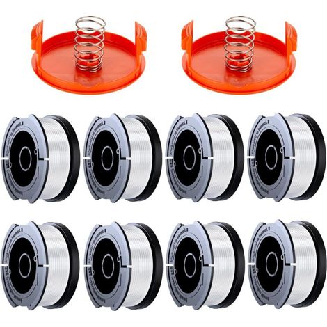 8er-pack Trimmerfaden-spulen Für Black & Decker Rasentrimmer, A6481 A6485 1,65 Mm Trimmerfaden (8 Trimmerfäden, 2 Deckel, 2 Federn)