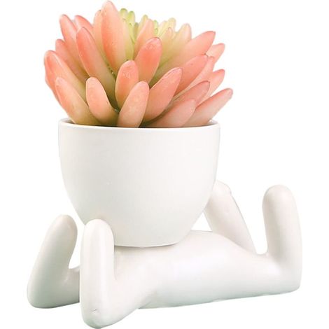 Weiße Keramik-sukkulententöpfe, Kreative Menschliche Form - Kleiner Blumentopf