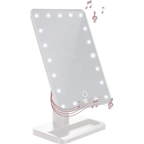 Schminkspiegel Mit Lichtern Und Bluetooth-lautsprecher, U-reflect Beauty Led Kabellos Drehbar Mit Ablage (weiß)